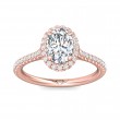 FlyerFit® 18K Pink Gold Micropave Halo Engagement Ring