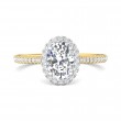 FlyerFit® 18K Yellow Gold Shank And White Gold Top Micropave Halo Engagement Ring