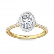FlyerFit® 18K Yellow Gold Shank And White Gold Top Micropave Halo Engagement Ring