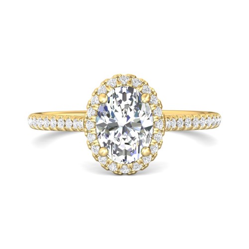 FlyerFit&reg; 14K Yellow Gold Micropave Halo Engagement Ring