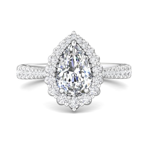 FlyerFit&reg; 14K White Gold Micropave Halo Engagement Ring