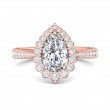 FlyerFit® 18K Pink Gold Micropave Halo Engagement Ring