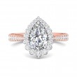 FlyerFit® 14K Pink Gold Shank And White Gold Top Micropave Halo Engagement Ring