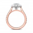 FlyerFit® 14K Pink Gold Shank And White Gold Top Micropave Halo Engagement Ring