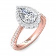 FlyerFit® 14K Pink Gold Shank And White Gold Top Micropave Halo Engagement Ring