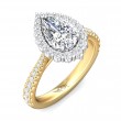 FlyerFit® 14K Yellow and 14K White Gold Micropave Halo Engagement Ring