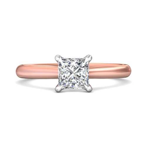 FlyerFit&reg; 18K Pink Gold Shank And White Gold Top Solitaire Engagement Ring