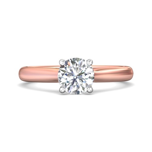 FlyerFit&reg; 18K Pink Gold Shank And White Gold Top Solitaire Engagement Ring
