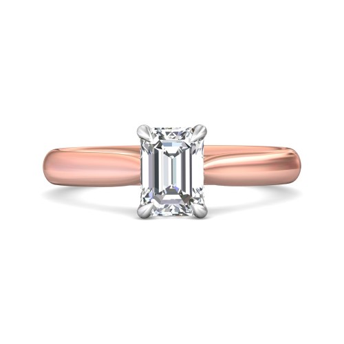 FlyerFit&reg; 18K Pink Gold Shank And White Gold Top Solitaire Engagement Ring