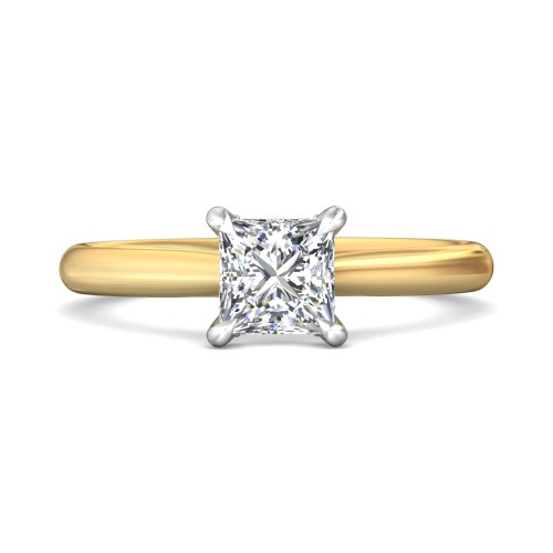 FlyerFit&reg; 18K Yellow Gold Shank And Platinum Top Solitaire Engagement Ring
