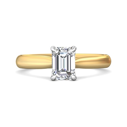 FlyerFit&reg; 14K Yellow Gold Shank And Platinum Top Solitaire Engagement Ring
