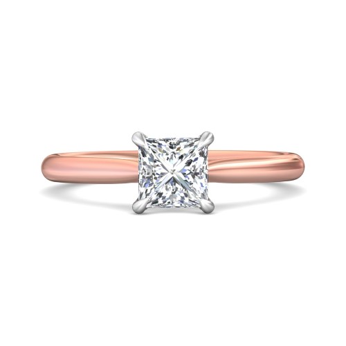 FlyerFit&reg; 18K Pink Gold Shank And White Gold Top Solitaire Engagement Ring