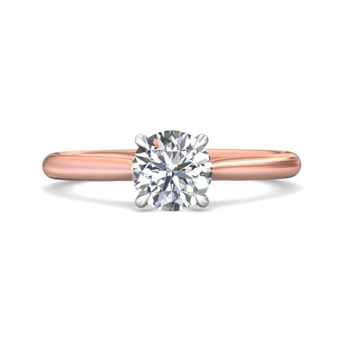 FlyerFit&reg; 18K Pink Gold Shank And White Gold Top Solitaire Engagement Ring