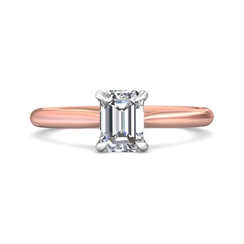 FlyerFit&reg; 18K Pink Gold Shank And White Gold Top Solitaire Engagement Ring