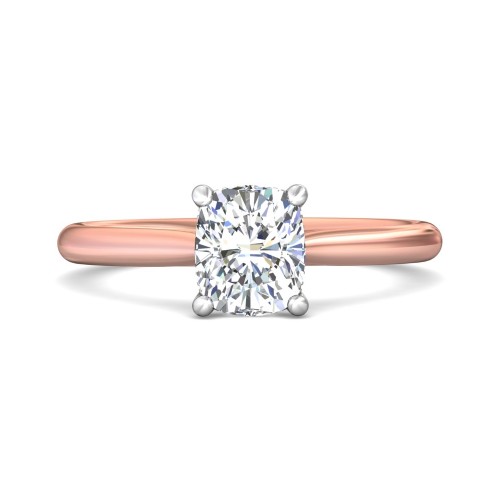 FlyerFit&reg; 14K Pink Gold Shank And White Gold Top Solitaire Engagement Ring