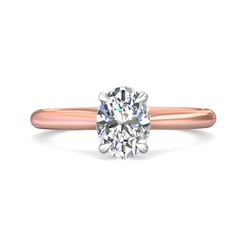 FlyerFit&reg; 18K Pink Gold Shank And White Gold Top Solitaire Engagement Ring