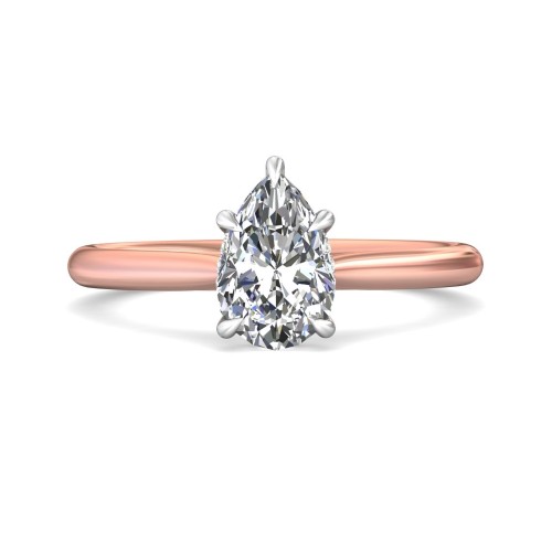 FlyerFit&reg; 14K Pink Gold Shank And White Gold Top Solitaire Engagement Ring