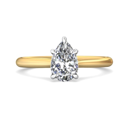 FlyerFit&reg; 18K Yellow Gold Shank And White Gold Top Solitaire Engagement Ring