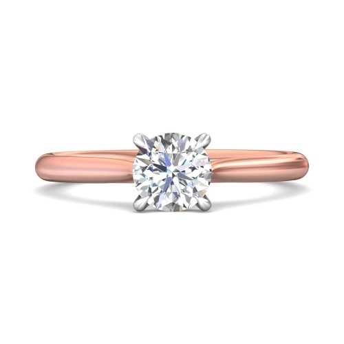 FlyerFit&reg; 14K Pink Gold Shank And White Gold Top Solitaire Engagement Ring