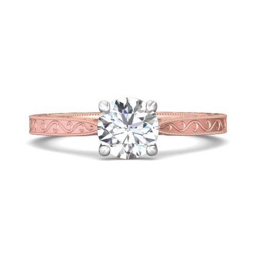 FlyerFit&reg; 14K Pink Gold Shank And White Gold Top Vintage Engagement Ring
