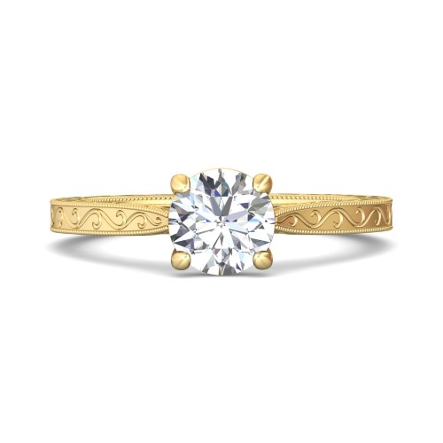 FlyerFit&reg; 14K Yellow Gold Vintage Engagement Ring