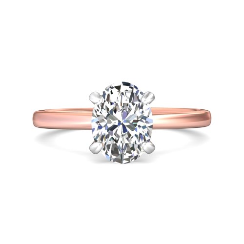 FlyerFit&reg; 14K Pink Gold Shank And White Gold Top Solitaire Engagement Ring