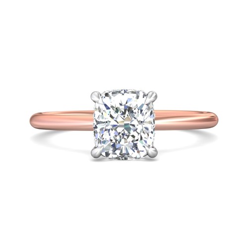 FlyerFit® 18K Pink Gold Shank And White Gold Top Solitaire Engagement Ring