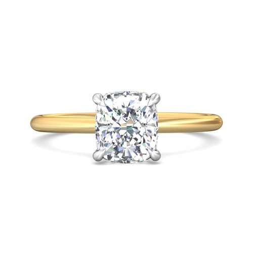 FlyerFit&reg; 18K Yellow Gold Shank And White Gold Top Solitaire Engagement Ring
