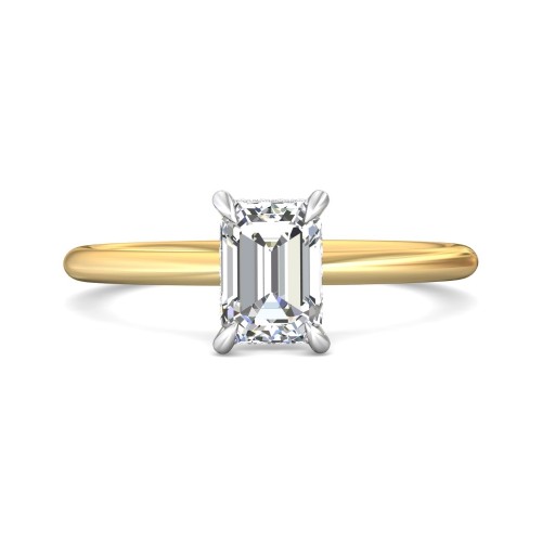 FlyerFit&reg; 18K Yellow Gold Shank And White Gold Top Solitaire Engagement Ring