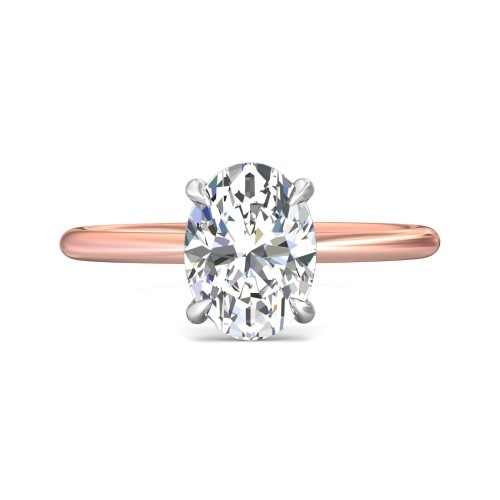 FlyerFit&reg; 18K Pink Gold Shank And White Gold Top Solitaire Engagement Ring