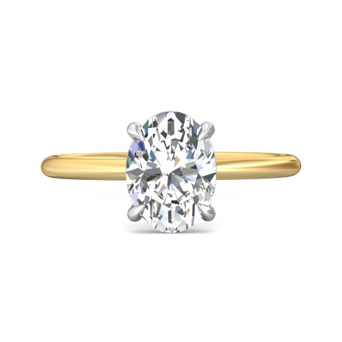 FlyerFit&reg; 18K Yellow Gold Shank And White Gold Top Solitaire Engagement Ring