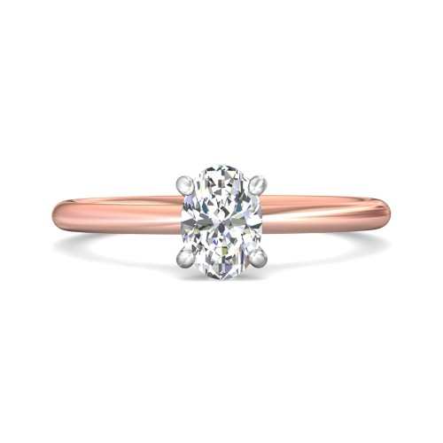 FlyerFit&reg; 18K Pink Gold Shank And White Gold Top Solitaire Engagement Ring