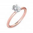 FlyerFit® 18K Pink Gold Shank And White Gold Top Solitaire Engagement Ring