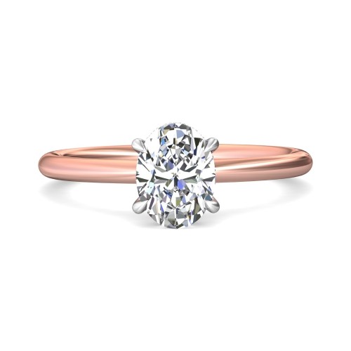 FlyerFit&reg; 18K Pink Gold Shank And White Gold Top Solitaire Engagement Ring