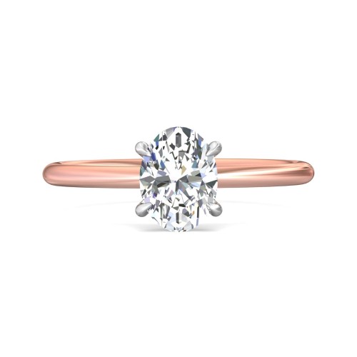 FlyerFit&reg; 14K Pink Gold Shank and Platinum Top Solitaire Engagement Ring