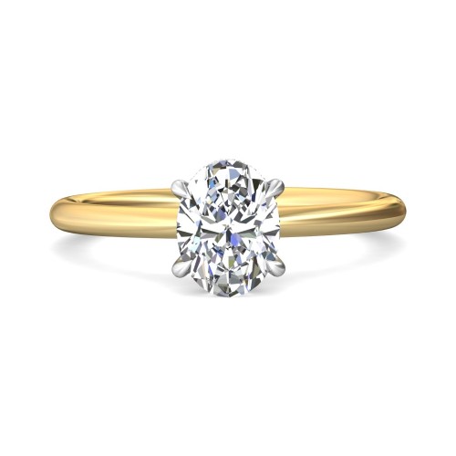FlyerFit&reg; 18K Yellow Gold Shank And White Gold Top Solitaire Engagement Ring
