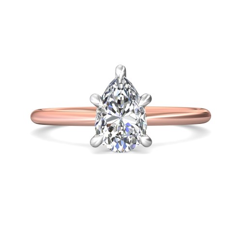 FlyerFit&reg; 18K Pink Gold Shank And White Gold Top Solitaire Engagement Ring