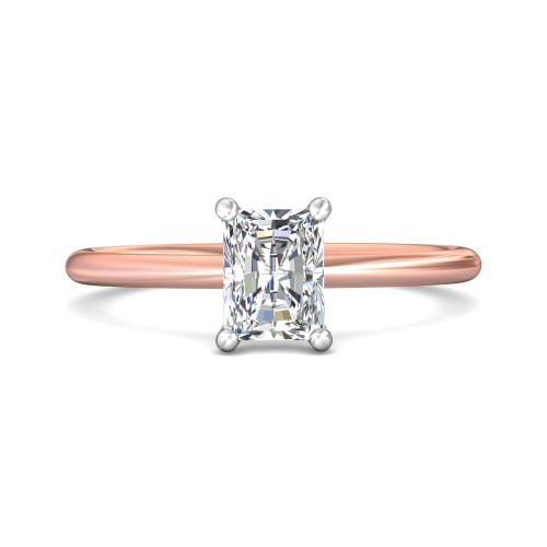 FlyerFit&reg; 18K Pink Gold Shank And White Gold Top Solitaire Engagement Ring
