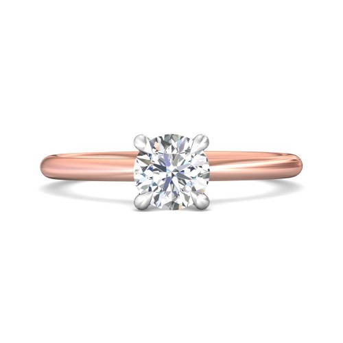 FlyerFit&reg; 18K Pink Gold Shank And White Gold Top Solitaire Engagement Ring