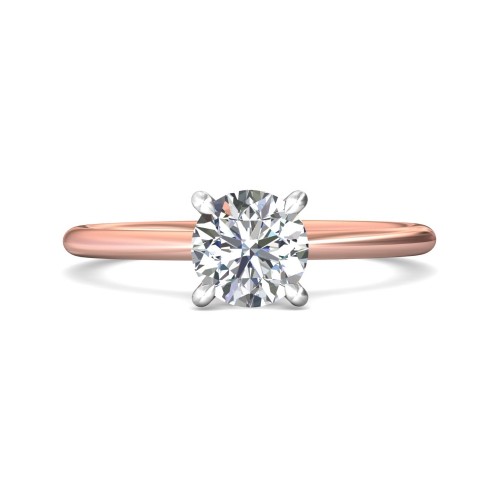FlyerFit&reg; 14K Pink Gold Shank And White Gold Top Solitaire Engagement Ring