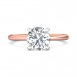 FlyerFit® 18K Pink Gold Shank And White Gold Top Solitaire Engagement Ring