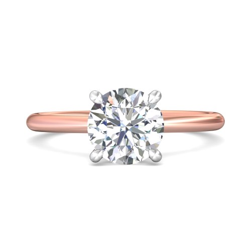 FlyerFit&reg; 18K Pink Gold Shank And White Gold Top Solitaire Engagement Ring