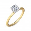 FlyerFit® 18K Yellow Gold Shank And White Gold Top Solitaire Engagement Ring