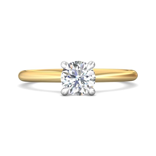 FlyerFit&reg; 18K Yellow Gold Shank And White Gold Top Solitaire Engagement Ring