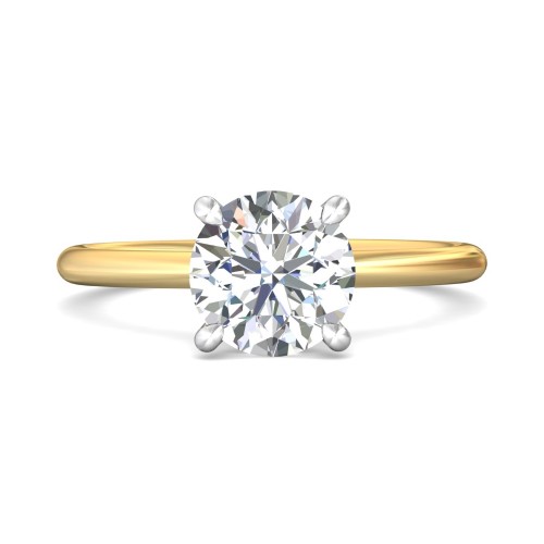 FlyerFit&reg; 18K Yellow Gold Shank And White Gold Top Solitaire Engagement Ring