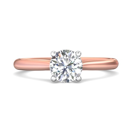 FlyerFit&reg; 14K Pink Gold Shank And White Gold Top Solitaire Engagement Ring