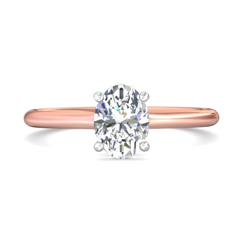 FlyerFit&reg; 14K Pink Gold Shank And White Gold Top Solitaire Engagement Ring