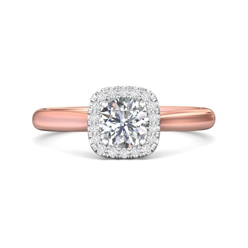 FlyerFit&reg; 14K Pink Gold Shank And White Gold Top Solitaire Engagement Ring