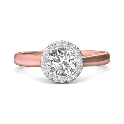 FlyerFit&reg; 14K Pink Gold Shank And White Gold Top Solitaire Engagement Ring