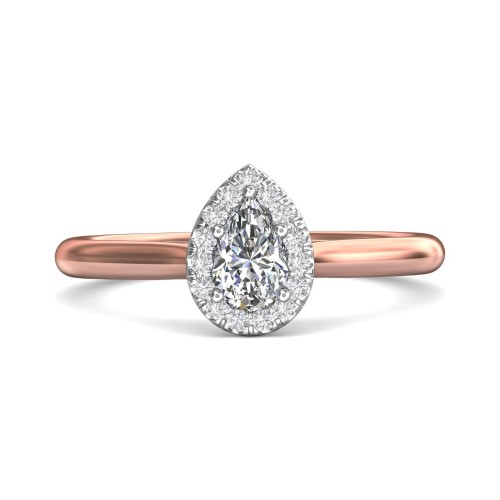 FlyerFit&reg; 18K Pink Gold Shank And White Gold Top Solitaire Engagement Ring